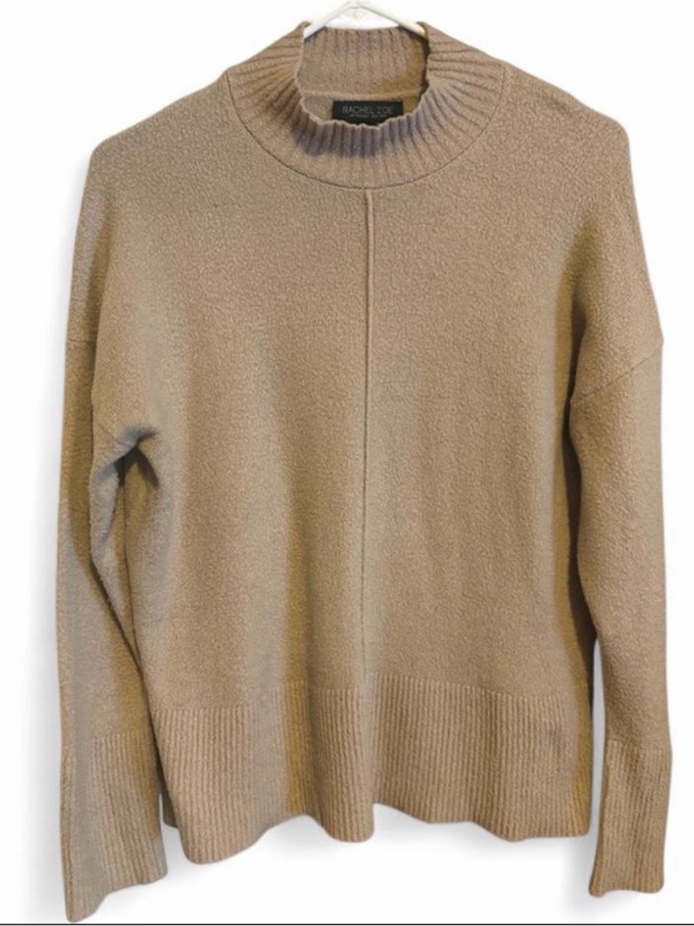 Rachel Zoe Tan Mock Neck Sweater | Cozy Chic Pullover | Small